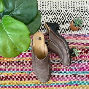 ✨ Sofft Brown Suede Leather Mule Clogs ✨